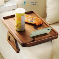 Bàn gỗ BLUEZON kẹp tay ghế sofa dài 40cm, rộng 30cm, có gắn đế để điện thoại, đồ ăn uống tiện dụng