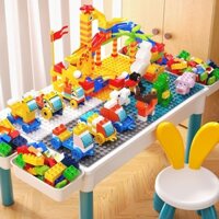 Bàn gỗ lắp ghép hạt lớn tương thích với bàn trò chơi lắp ghép Lego cho bé trai