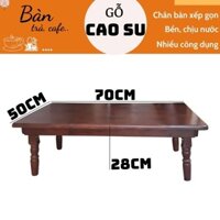 Bàn gỗ xếp gọn chân tiện 70x50x28cm, bàn trà 100% gỗ tự nhiên, bàn gỗ ngồi bệt chân xếp gọn, bàn ăn thấp bằng gỗ (Nâu)