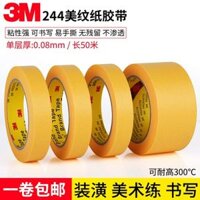 Bản gốc Authentic 3M244 Băng giấy màu vàng và giấy dán mặt nạ xịt xe hơi mà không có dấu vết nhiệt độ cao chịu nhiệt cao điểm hàn mô hình bìa giấy màu bảo vệ sơn màu