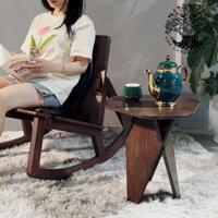 Bàn góc sofa cao cấp, bàn cafe Plywood trang trí lắp ghép 3 chân tối giản cổ điển Wedge Side Table