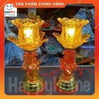 bán hàng sỉ lẻ (Hàng Loại 1) ĐÈN THỜ THUỶ TINH HOA SEN 1 BÔNG 30CM (1 Đôi) bán hàng uy tín