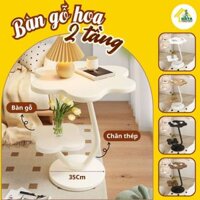 Bàn hình hoa 2 tầng khung kim loại nhỏ để đầu giường phòng ngủ, bàn uống nước phòng khách