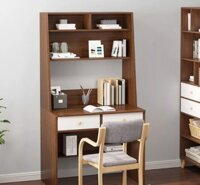 Bàn học bằng gỗ liền giá sách GHS-4949