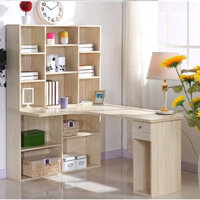 Bàn học bằng gỗ liền giá sách BGK01