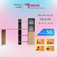 Bàn Học Bằng Gỗ MDF Liền Giá Sách SMLIFE Delilah