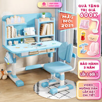 Bàn học cho bé bàn học thông minh 2025 D05 Home Furniture size lớn 80cm chống gù chống cận kèm quà