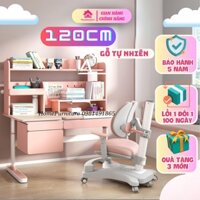 Bàn học cho bé Home Furmiture S022 thông minh, bàn học cho bé lớp 1 chống gù chống cận có giá sách lớn mặt gỗ tự nhiên