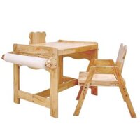 Bàn học cho bé mầm non, Bàn ghế montessori tăng giảm độ cao 5 nấc gỗ tự nhiên  cao cấp Uy Decor