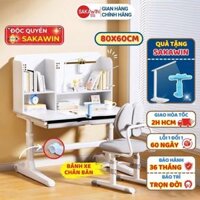 Bàn học cho bé Sakawin BV52 size 80cm Điều chỉnh độ nghiêng mặt bàn Nâng hạ chiều cao tay quay Chân bàn cải tiến bánh xe