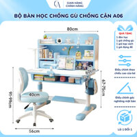 Bàn học cho bé tiểu học A06, Bàn nâng hạ, điều chỉnh độ cao, chống gù chống cận cho bé