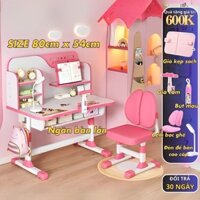 Bàn học cho bé tiểu học C05 Bumkid, bàn học chồng gù chống cận, bàn học thông minh có giá sách, bàn ghế nâng hạ độ cao