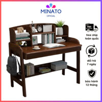Bàn học chống gù cho bé bằng gỗ tự nhiên điều chỉnh độ cao, bàn chống gù kèm kệ sách - Minato57