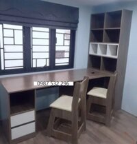 Bàn học đôi có giá để sách kèm 2 ghế BGKS66