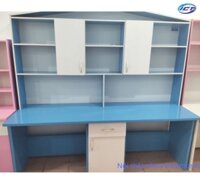 Bàn học đôi màu xanh trắng