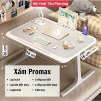 Bàn học gấp gọn thông minh có khe cắm ipap kèm 4 công USB đa năng, bàn laptop nâng hạ gấp gọn ngồi bệt có giá sách