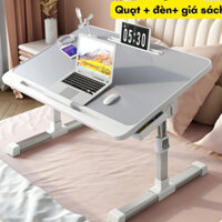 Bàn học gấp gọn thông minh có khe cắm ipap kèm 4 công USB đa năng, bàn laptop nâng hạ gấp gọn ngồi bệt có giá sách