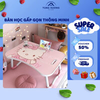 Bàn Học Gấp Gọn Thông Minh Hình Thú Hình 5D Có Khe Cắm Cho Máy Tính Bảng Và Laptop, Để Cốc Nước
