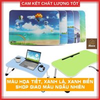 Ban hoc gap gon thong minh mini mặt nhựa chân sắt, Bàn để Laptop đọc sách đa năng trên giường tiện dụng iHouse - Hình Họa Tiết