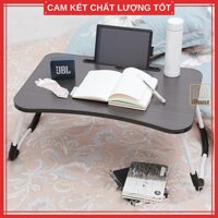 Ban hoc gap gon thong minh mini mặt nhựa chân sắt, Bàn để Laptop đọc sách đa năng trên giường tiện dụng iHouse - GIẢ GỖ