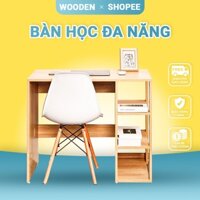 Bàn Học Gỗ Đa Năng, Bàn Làm Việc Văn Phòng Để Laptop, Bàn Gamming Có Kệ 3 Tầng Để Đồ Tiện Dụng, Bàn Derco Vân Gỗ HiệnĐại