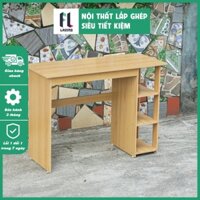 Bàn học gỗ kệ 3 tầng Lazino, bàn làm việc đọc sách, bàn để máy tính chất liệu MDF cao cấp