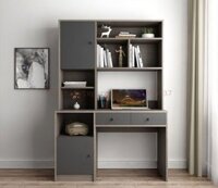 Bàn học gỗ liền giá sách hiện đại BGS43