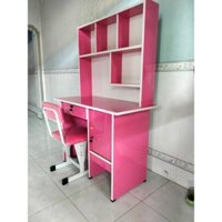 BÀN HỌC GỖ LIỀN KỆ SÁCH CHO HỌC SINH CẤP 1 CẤP 2 MÀU HỒNG