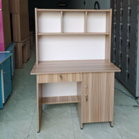 Bàn học gỗ MDF có kệ sách cao cấp- bàn học liền kệ đơn giản màu  kem như hình giao nhanh tphcm
