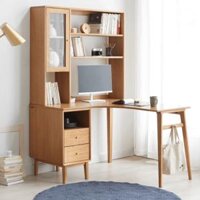 Bàn học gỗ sồi liền giá sách đẹp GHS-4742