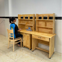 Bàn học gỗ thông đôi cho 2 bé- bàn học gỗ cao cấp thông ghép tự nhiên an toàn 1m4x1m4 như hình