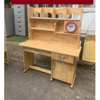 Bàn học gỗ tự nhiên cho bé gái bé trai - bàn gỗ thông đẹp dày dặn bảo hành 2 năm hcm