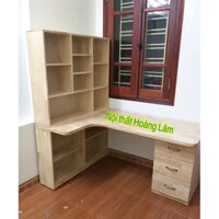 Bàn học góc liền giá sách gỗ cao su cỡ to