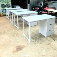 Bàn hộc ikea màu trắng khung sắt