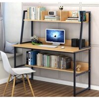 bàn học kèm giá để sách gỗ tự nhiên