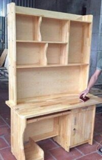 Bàn học liền giá sách gỗ cao su tự nhiên BLG08TN