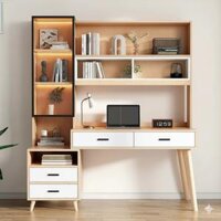 Bàn Học Liền Giá Sách Gỗ MDF Cao Cấp