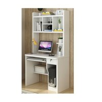 BÀN HỌC LIỀN GIÁ SÁCH GỖ MDF RỘNG 90CM MẦU TRẮNG