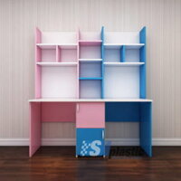 Bàn học nhựa đôi Trẻ Em kết hợp Giá sách, Tủ, Kệ / SHplastic BH04