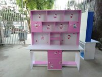 Bàn học nhựa đôi trẻ em kết hợp giá sách tủ kệ
