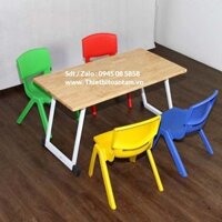 Bàn học sinh chân gấp gỗ cao su