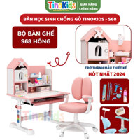 Bàn học sinh chống gù s68, bàn học cho bé có giá sách, bàn học nâng hạ độ cao ( tặng balo)