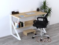 Bàn học sinh có kèm sẵn giá sách chân chữ K, MDF K1