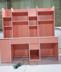 Bàn học sinh đôi có giá sách gỗ công nghiệp BGKS74
