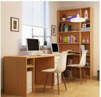 Bàn học sinh đôi giá rẻ có giá sách liền bàn BGKS25