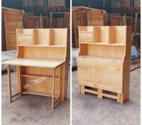 Bàn học sinh gấp gọn gỗ sồi, bàn học sinh có kệ sách hàng loại 1 xưởng gỗ MẠNH HÙNG tự sản xuất