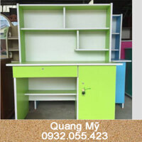 Bàn học sinh gỗ ép liền kệ rộng 1m2 màu xanh tươi