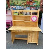 BÀN HỌC SINH GỖ THÔNG CÓ ĐỒNG HỒ MÀU VÀNG-NÂU HÀNG SẴN KHO