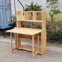 Bàn học sinh liền giá sách, Có thể xếp gọn mặt bàn, Gỗ cao su tự nhiên, Ván AA dày 1,8