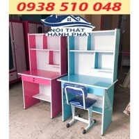 Bàn học sinh liền kệ sách cho bé giá rẻ, bàn học sinh cho bé tiểu học màu xanh lá màu xanh dương màu hồng màu kem